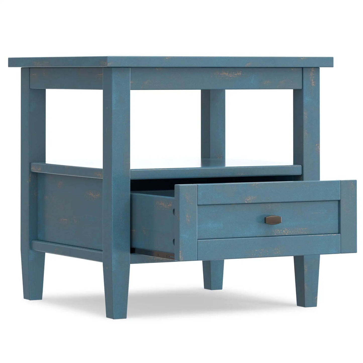 Warm Shaker coffee table by Unique Piece Furniture in blue distressed finish with drawer on Tampa Home & Garden Store