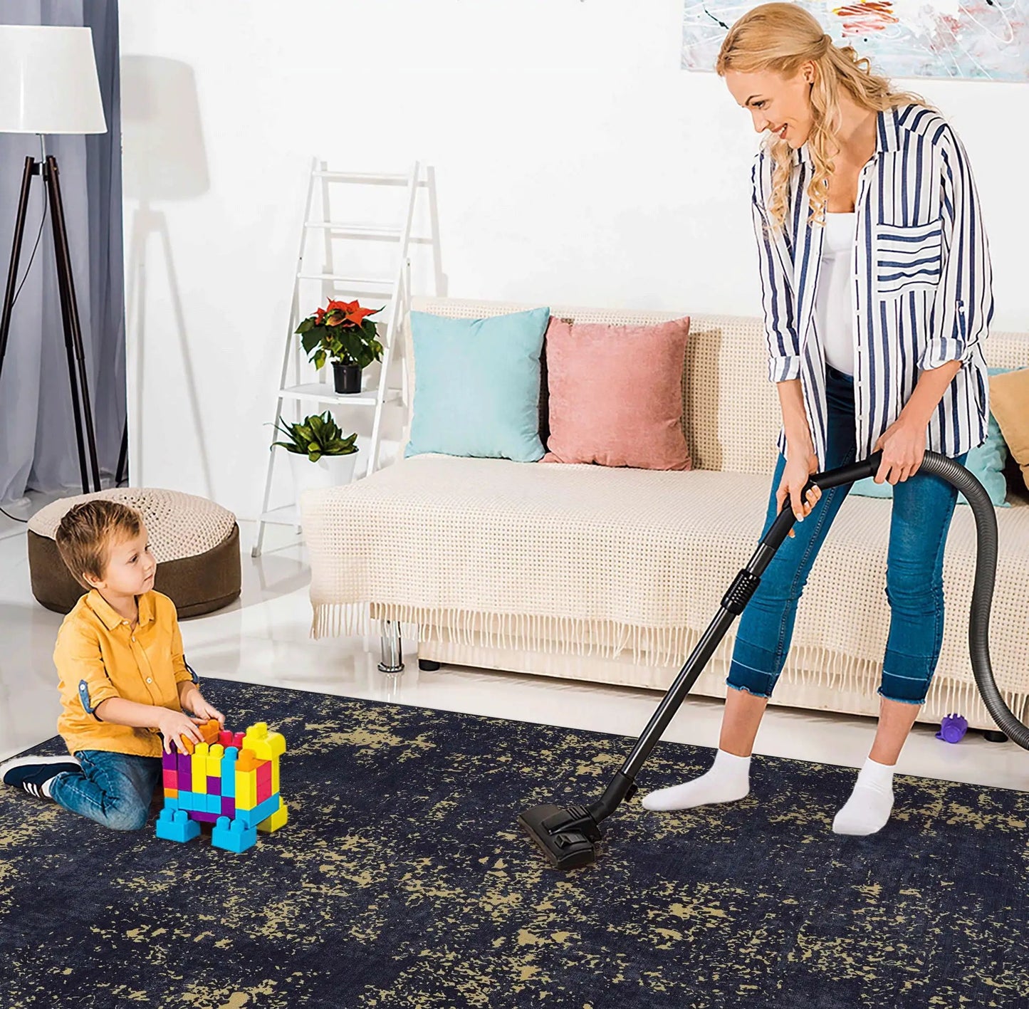 Maval Washable Runner Rug With Medallion Pattern