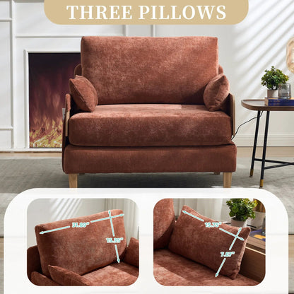 Mid Century Modern Foldable Sofa Bed, 3 Pillows