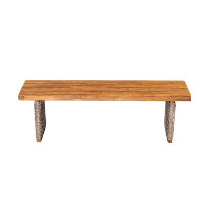 Outdoor Acacia Wood Bench Set of Two Pieces