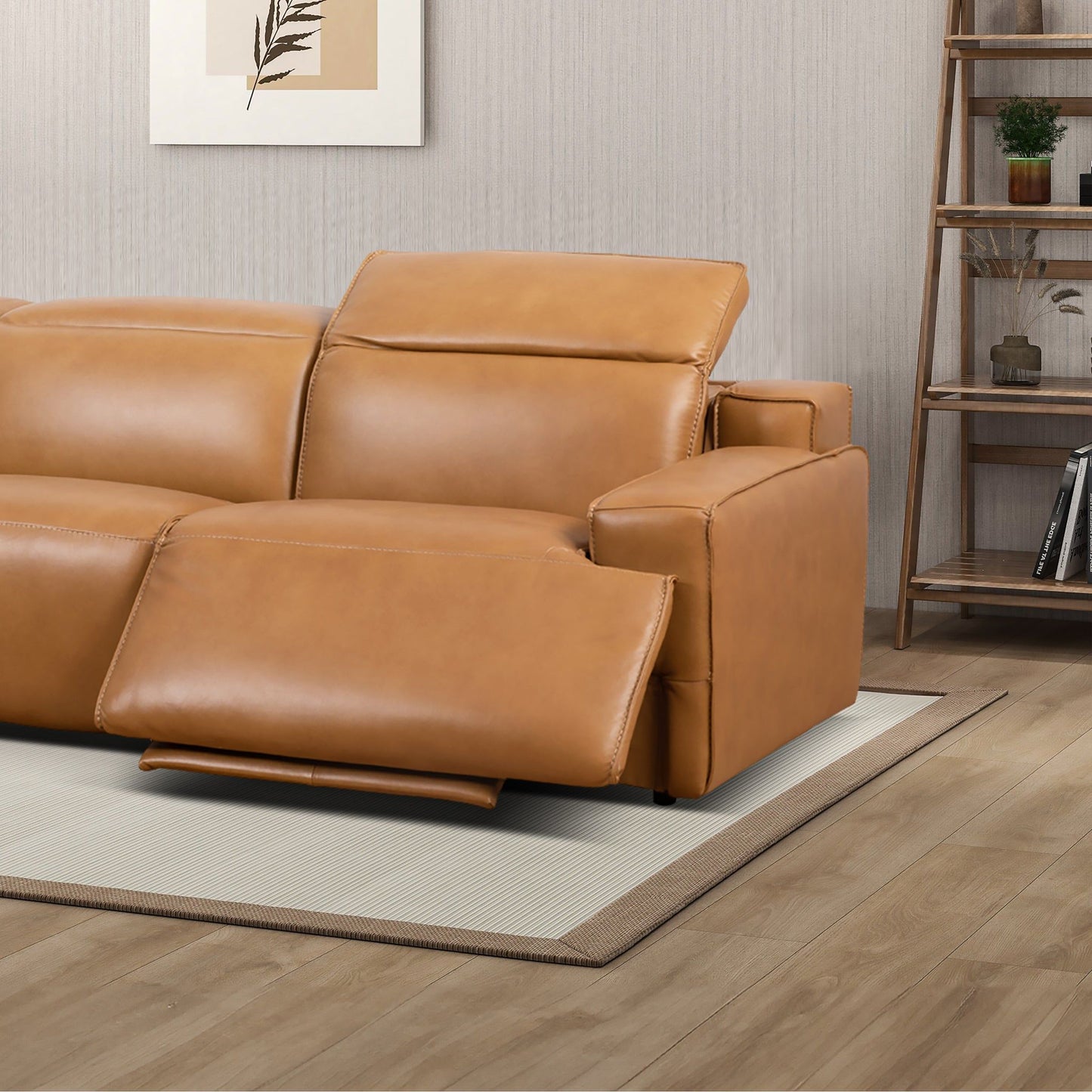 Urbana Triple Power Recliner Sofa in Tan