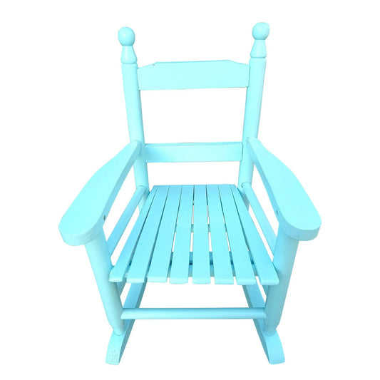 Children's turquoise wooden rocking chair for indoor outdoor use durable for kids on Tampa Home & Garden Store