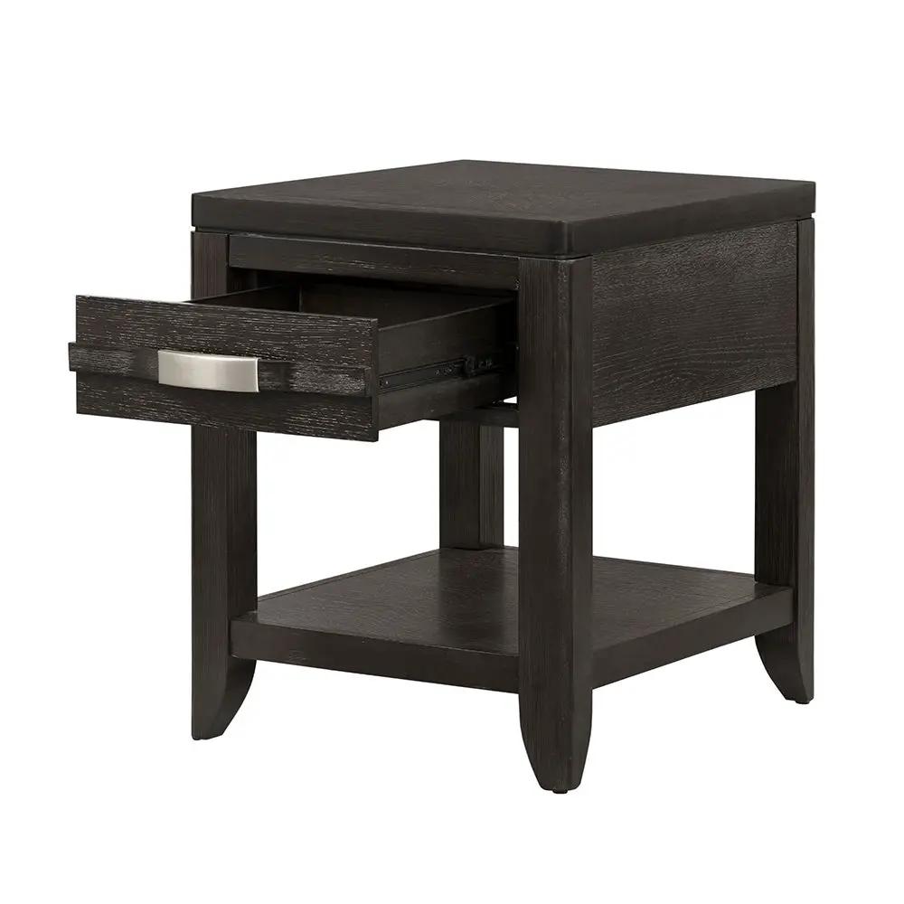 Elegant Wood End Table with Drawer and Shelf