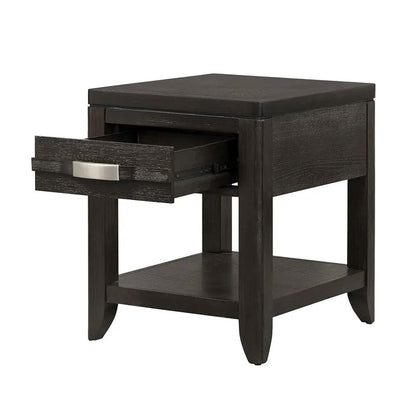 Elegant Wood End Table with Drawer and Shelf