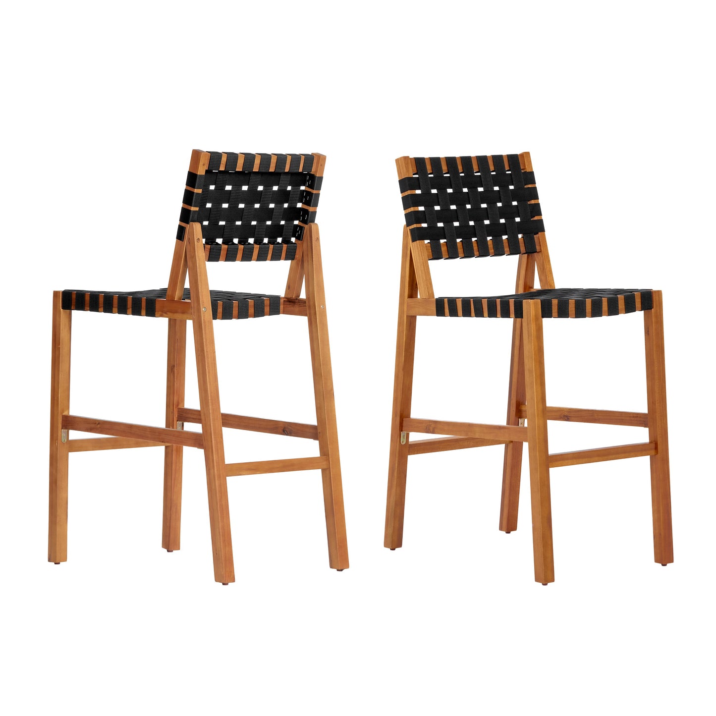 Acacia Wood Outdoor Side Chair and Woven Seat