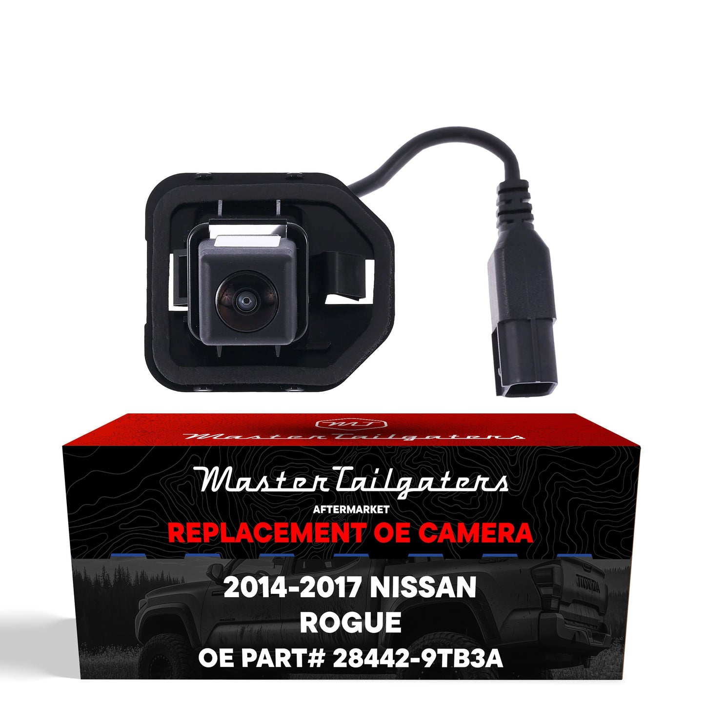 OEM backup camera for 2014-2017 Nissan Rogue by Master Tailgaters, black housing with connector on Tampa Home & Garden Store