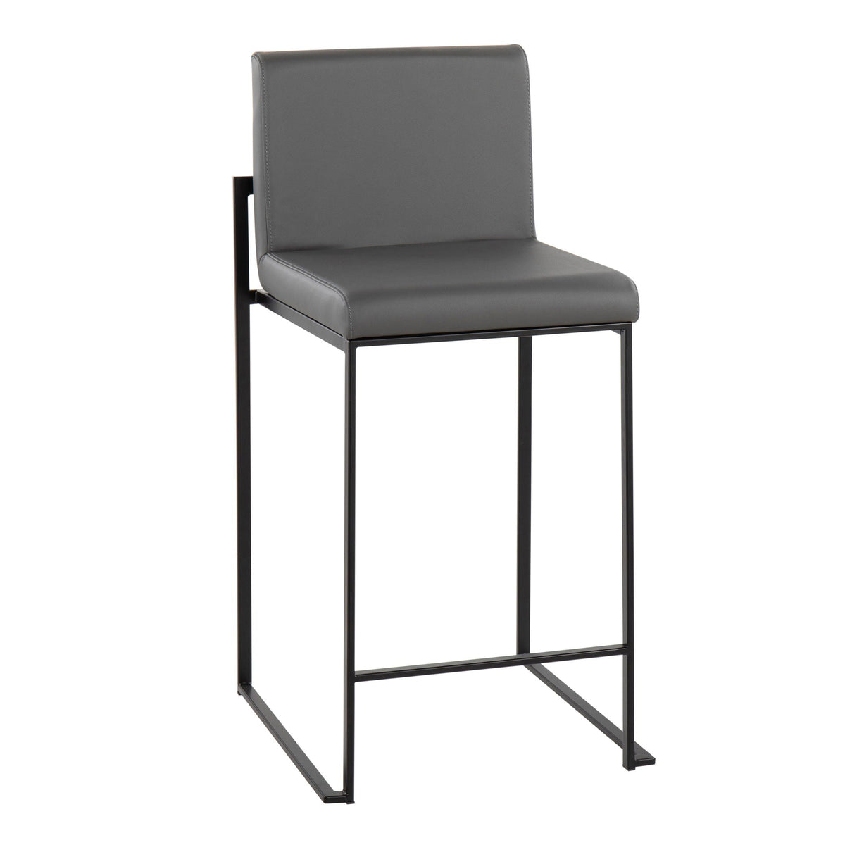 Fuji high back counter stool gray leatherette upholstery black steel frame on Tampa Home & Garden Store