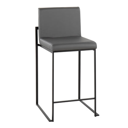 Fuji high back counter stool gray leatherette upholstery black steel frame on Tampa Home & Garden Store