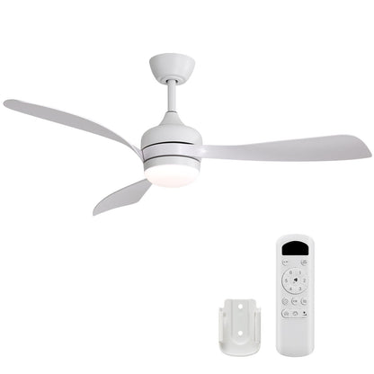 Ceiling fan with reversible DC motor, white finish, 3 blades and remote control on Tampa Home & Garden Store