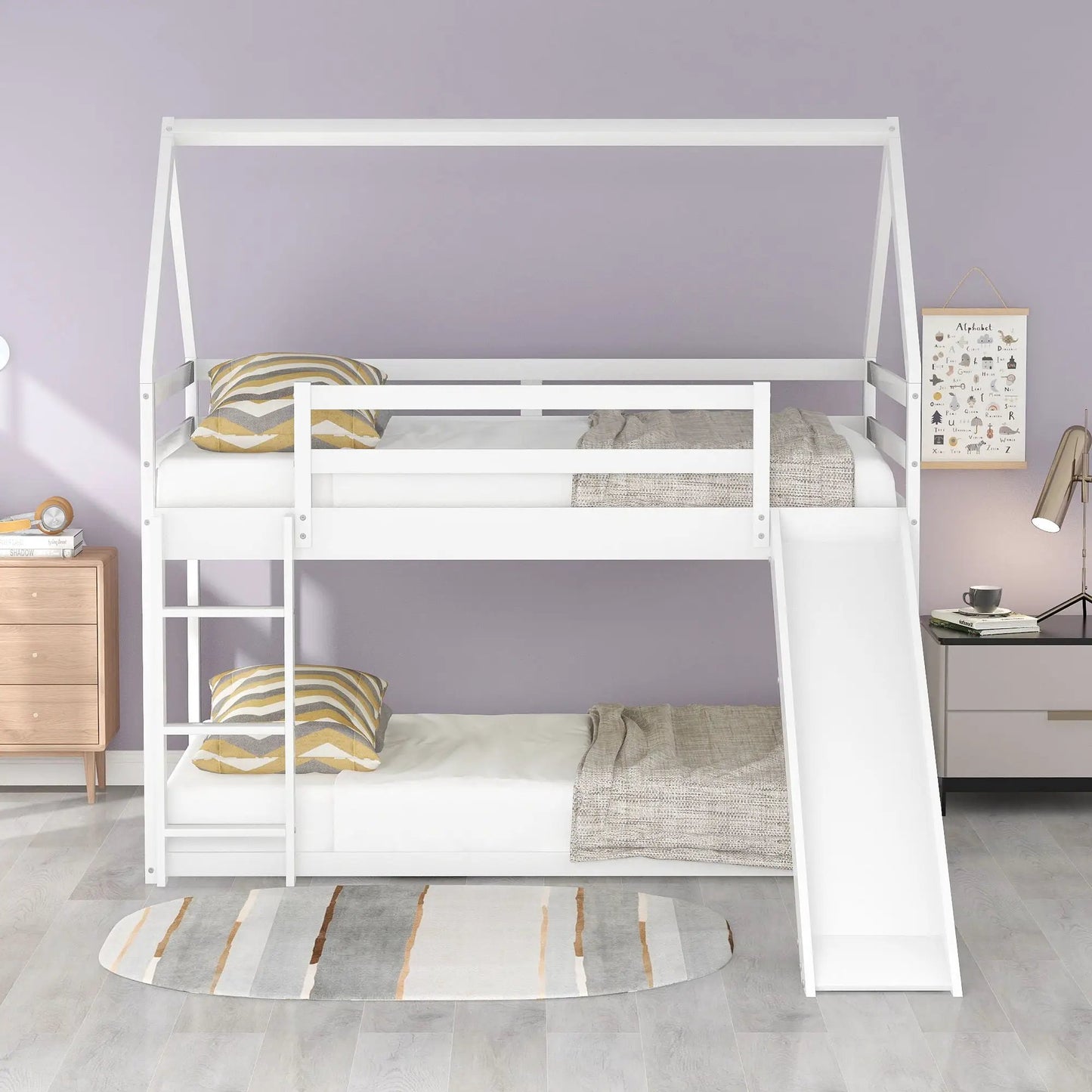 House Shape Bunk Bed white finish with ladder by Unique Piece Furniture on Tampa Home & Garden Store