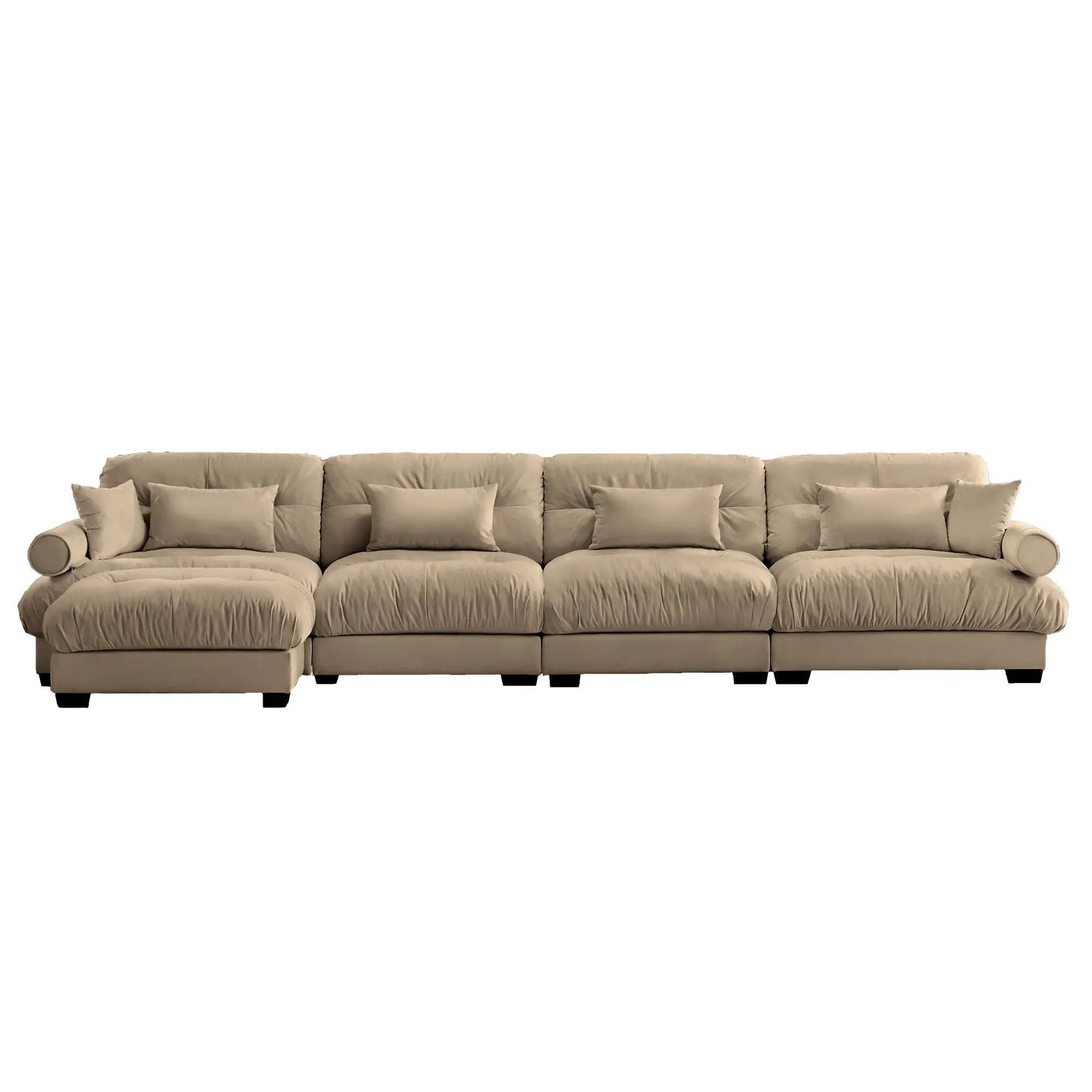 Modern Sectional Sofa with Ottoman and Pillows