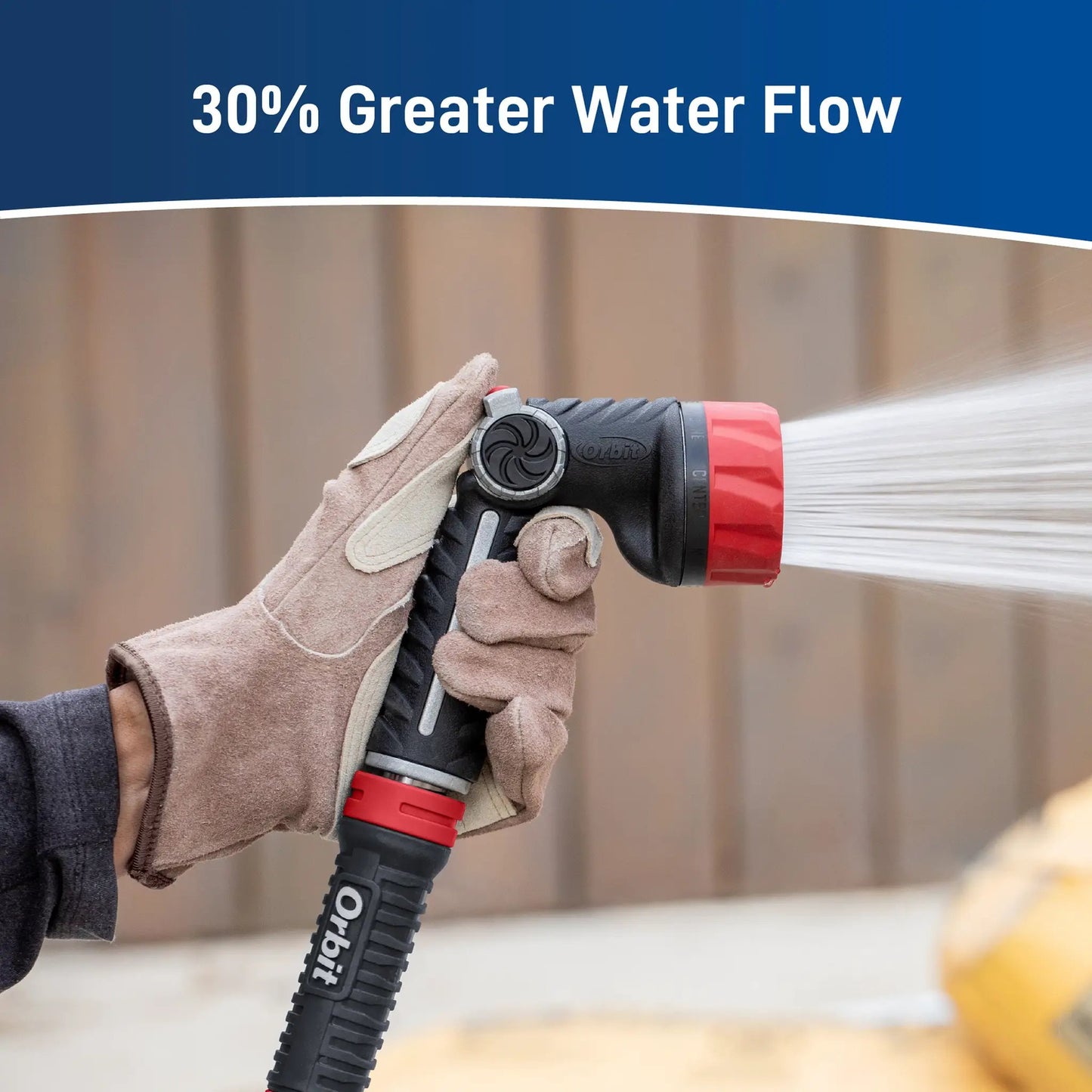 Pro Series 8-Pattern Thumb Control Nozzle by Orbit Irrigation, black body with red tip on Tampa Home & Garden Store