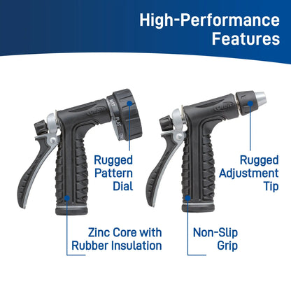 Pro Flo Metal Rear Trigger Nozzle Set two-pack by Orbit Irrigation with rugged rubber-grip handles on Tampa Home & Garden Store