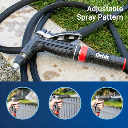 Pro Flo metal rear-trigger hose nozzle set by Orbit Irrigation, adjustable spray pattern on Tampa Home & Garden Store