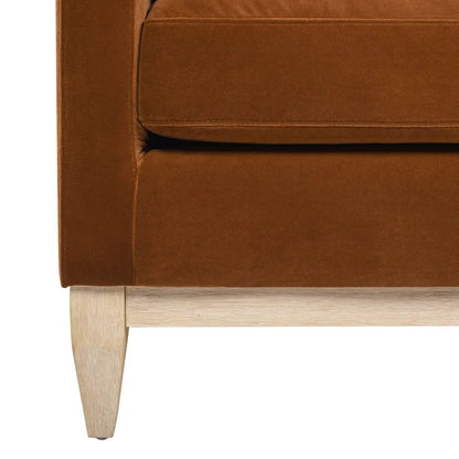 Knox Modern Farmhouse Arm Chair brown suede upholstery with light wood tapered legs on Tampa Home & Garden Store