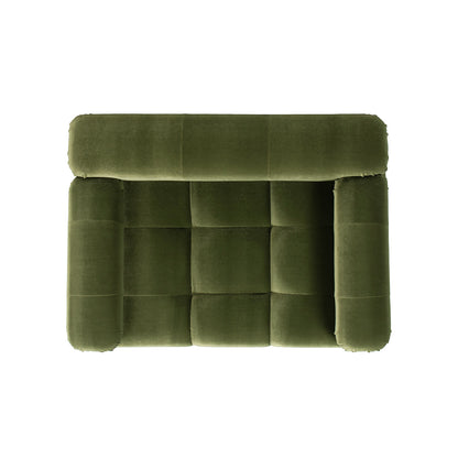 Marcel upholstered pet bed olive green velvet with tufted square cushions on Tampa Home & Garden Store