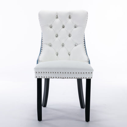 Nikki Modern Upholstered Dining Chair white tufted back with buttons, nailhead trim black legs on Tampa Home & Garden Store