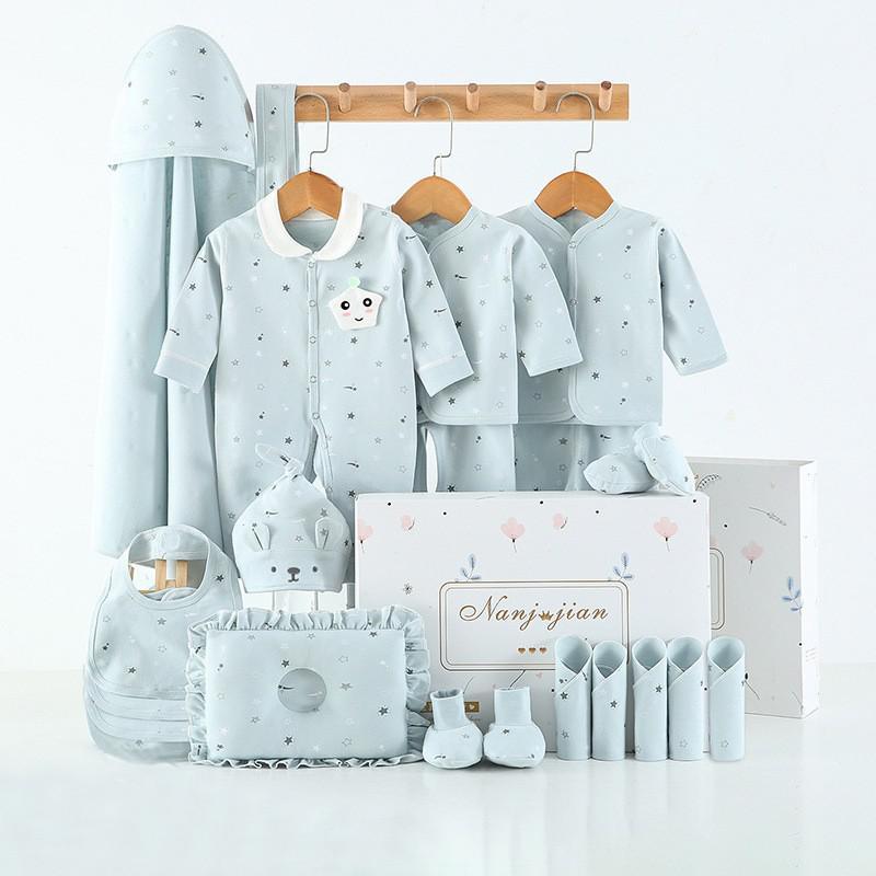 Newborn baby clothes thin suit gift box in blue with stars; hat and booties on Tampa Home & Garden Store