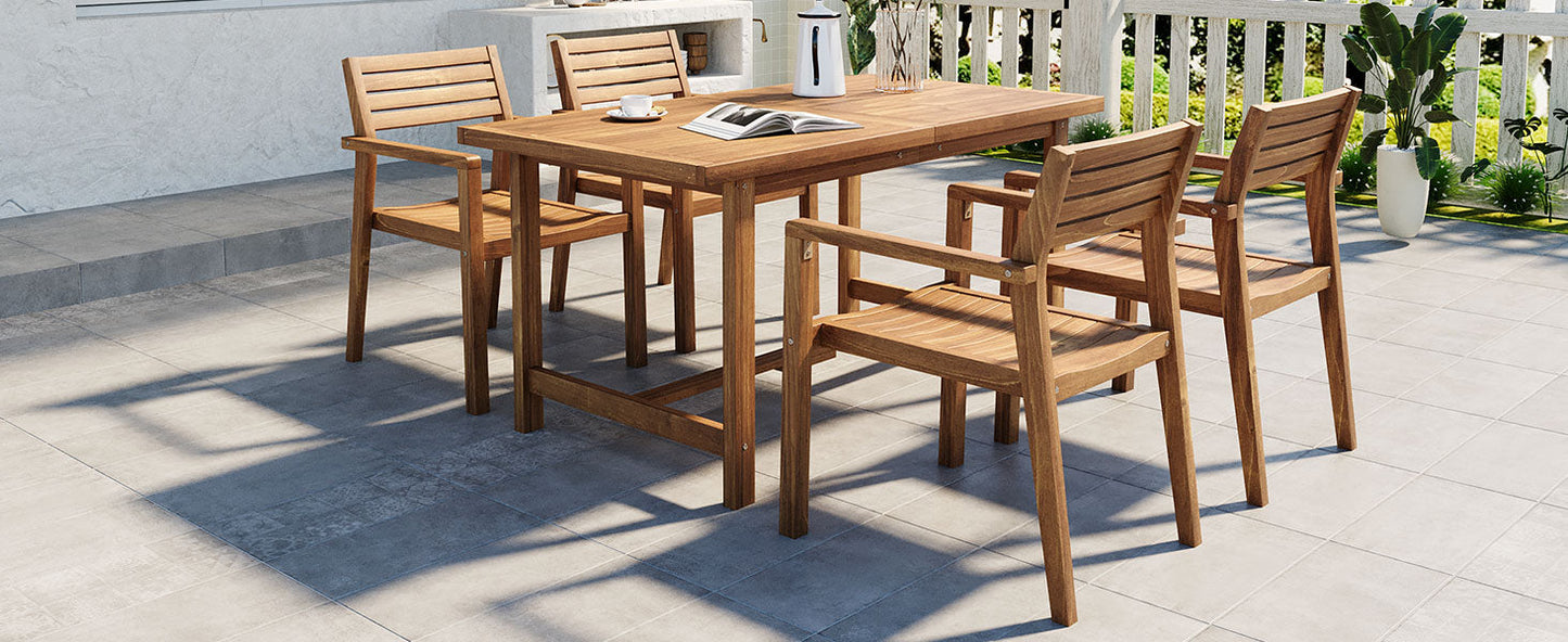 Outdoor Acacia Wood Dining Set and Chairs