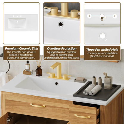 Bathroom Vanity 2 Soft Close Doors and 3 Drawers