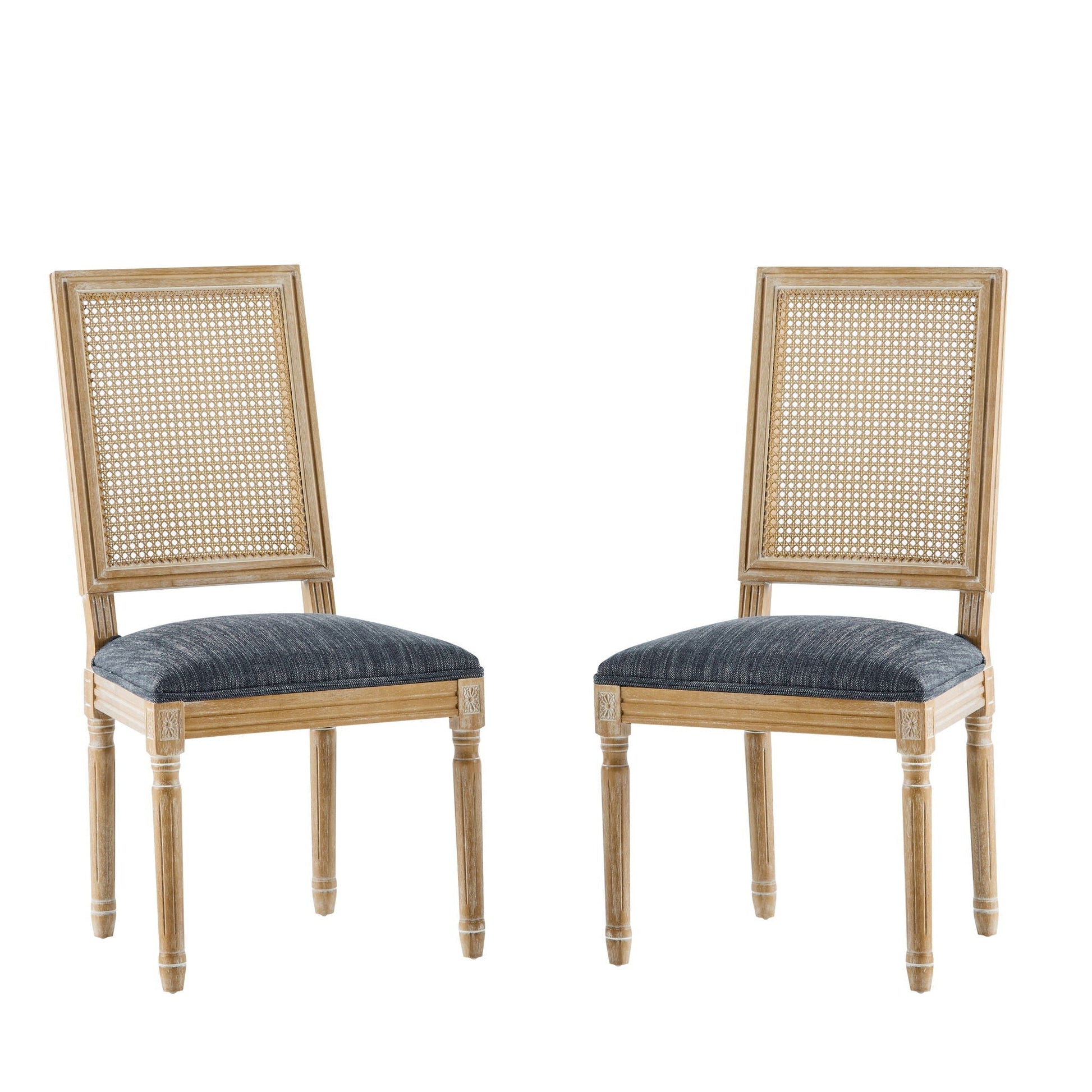 French Country dining chair with cane back and upholstered seat, set of 2 by HouseOfZazla on Tampa Home & Garden Store