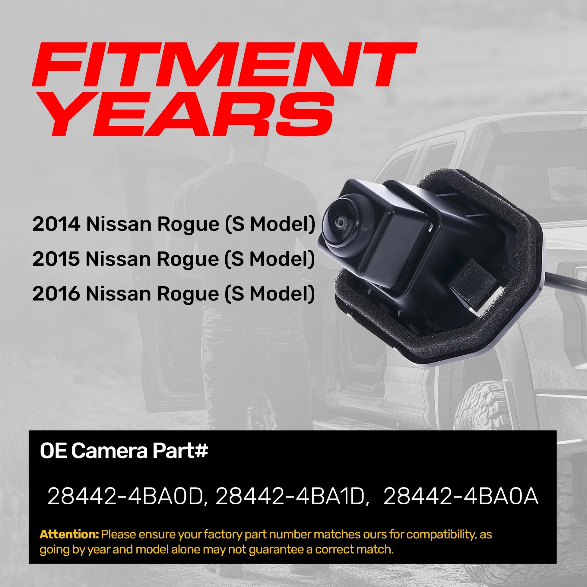 Backup camera OEM replacement by Master Tailgaters for Nissan Rogue S (2014–2016) on Tampa Home & Garden Store