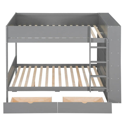 Gray metal bunk bed with 2 drawers and side cabinet, right ladder on Tampa Home & Garden Store