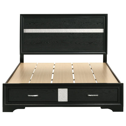 Orchid storage panel bed headboard and footboard in black with silver inlay and drawers on Tampa Home & Garden Store
