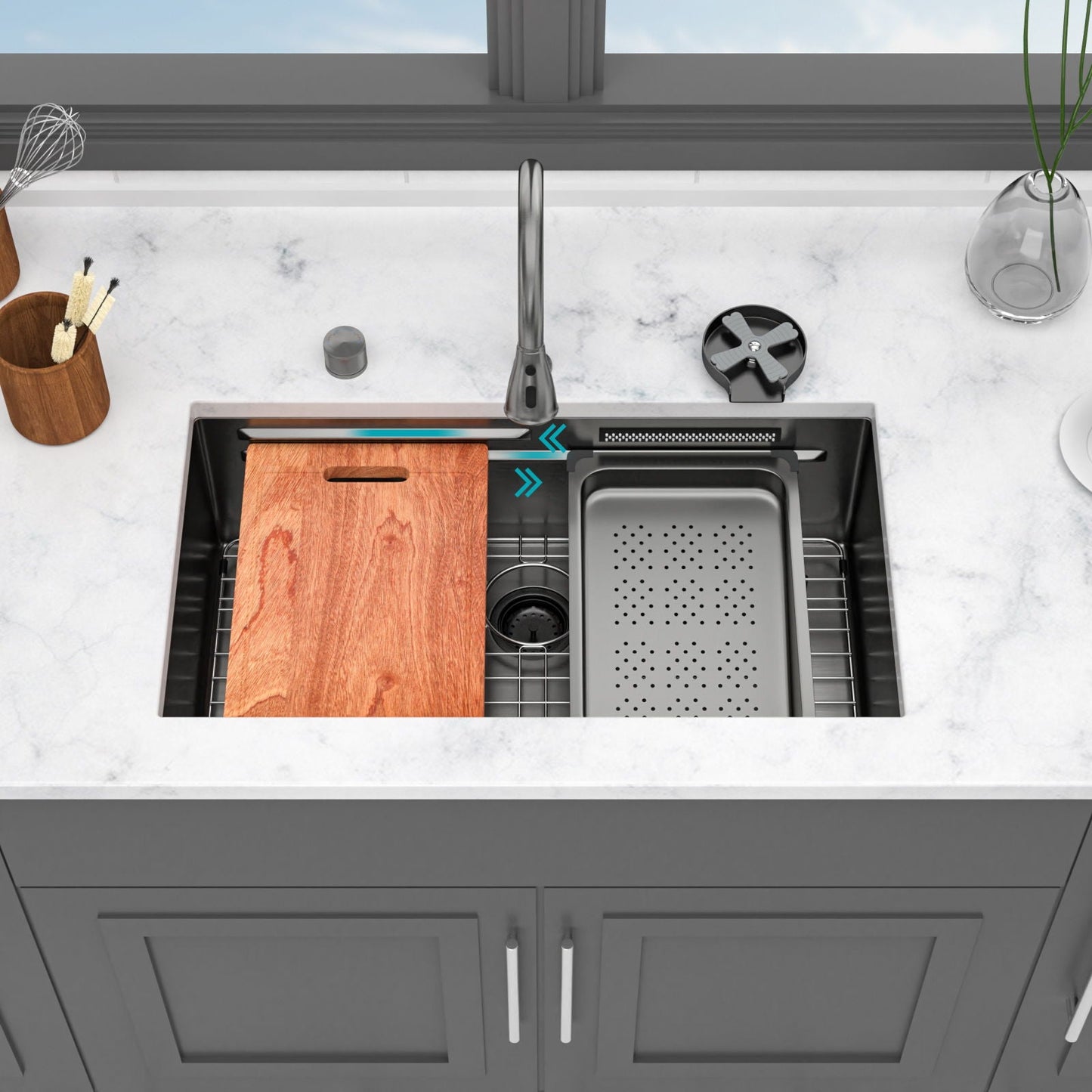 Undermount Workstation Sink and Faucet Set