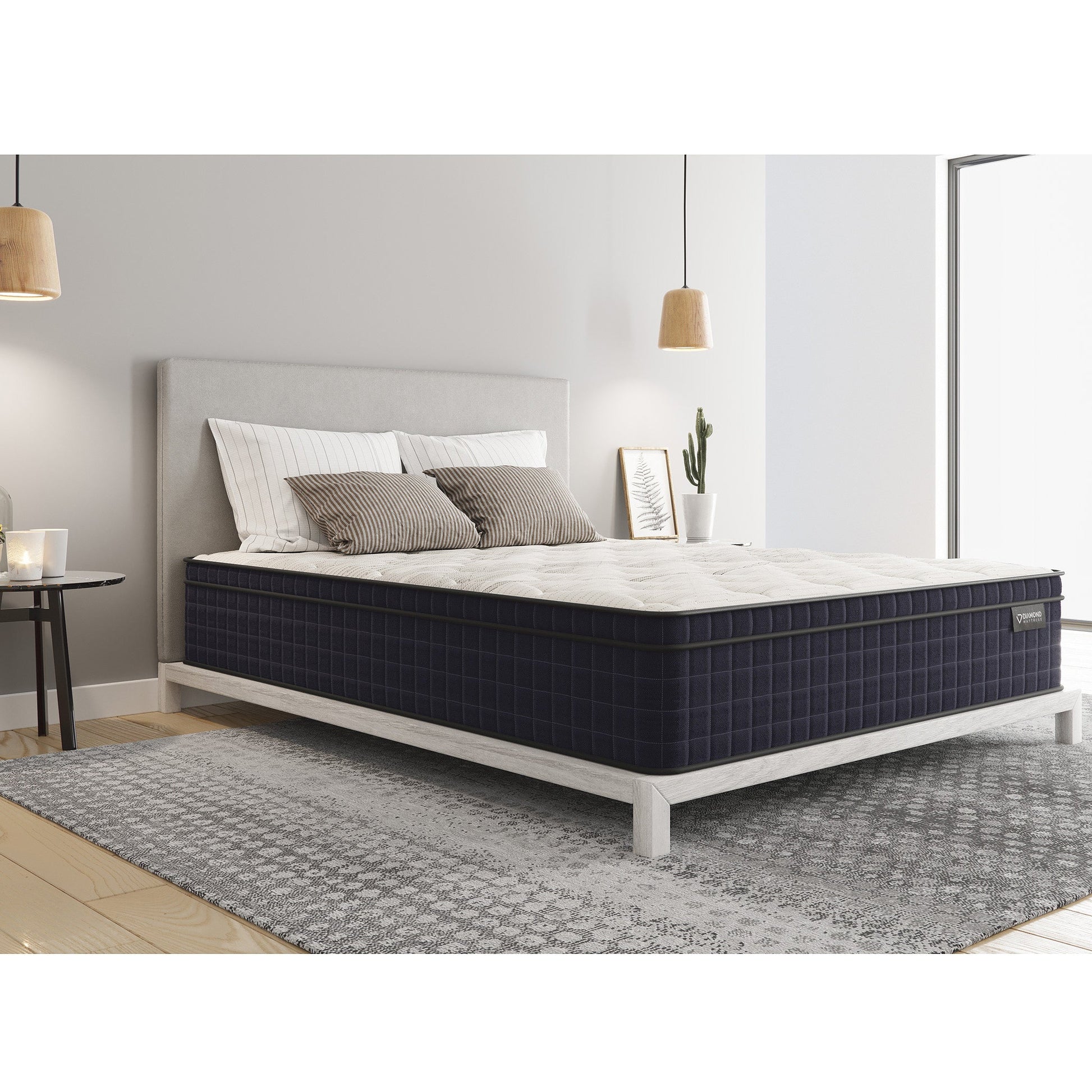 Diamond Nina Copper Cooling Hybrid Mattress Queen 12.5in firm by HouseOfZazla in a modern bedroom on Tampa Home & Garden Store