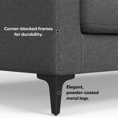 Ava mid-century corner sofa gray fabric by Unique Piece powder-coated metal legs on Tampa Home & Garden Store