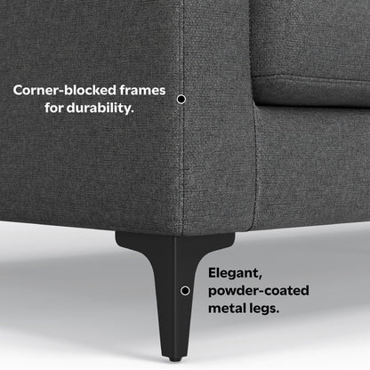 Ava corner sectional sofa handcrafted gray upholstery with powder-coated metal legs HouseOfZazla on Tampa Home & Garden Store