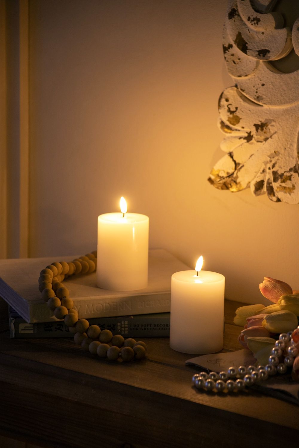 LED Candles Wick and Remote Timer Set 2 White