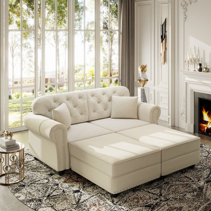 Upholstered Sofa Set with Nailhead and Pillows