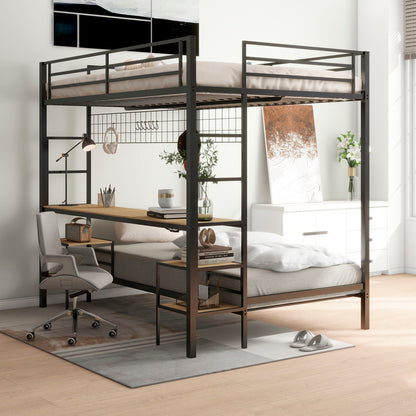 Ethan bunk bed with desk, black metal frame, charging station, storage shelves HouseOfZazla on Tampa Home & Garden Store