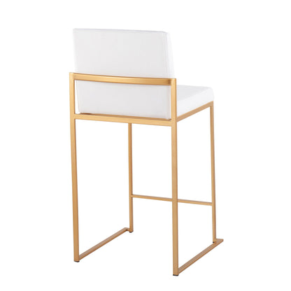 Modern high-back counter stool with white upholstered seat and gold-tone frame HouseOfZazla on Tampa Home & Garden Store