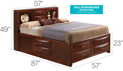 Modern Storage Bed with Bookcase Headboard in dark wood by HouseOfZazla with drawers on Tampa Home & Garden Store