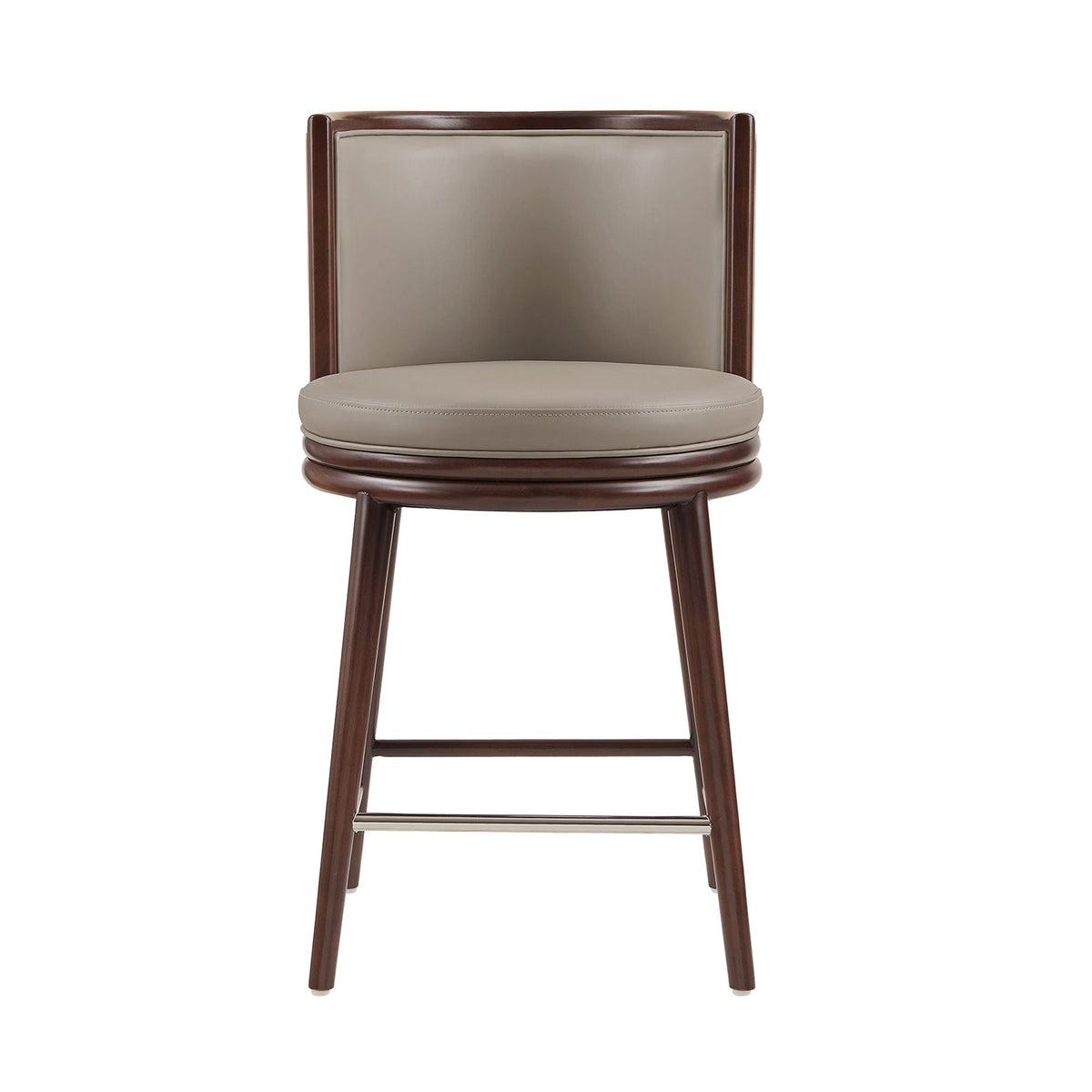 Evalyn Counter Stool HouseOfZazla beige upholstery, dark wood frame on Tampa Home & Garden Store