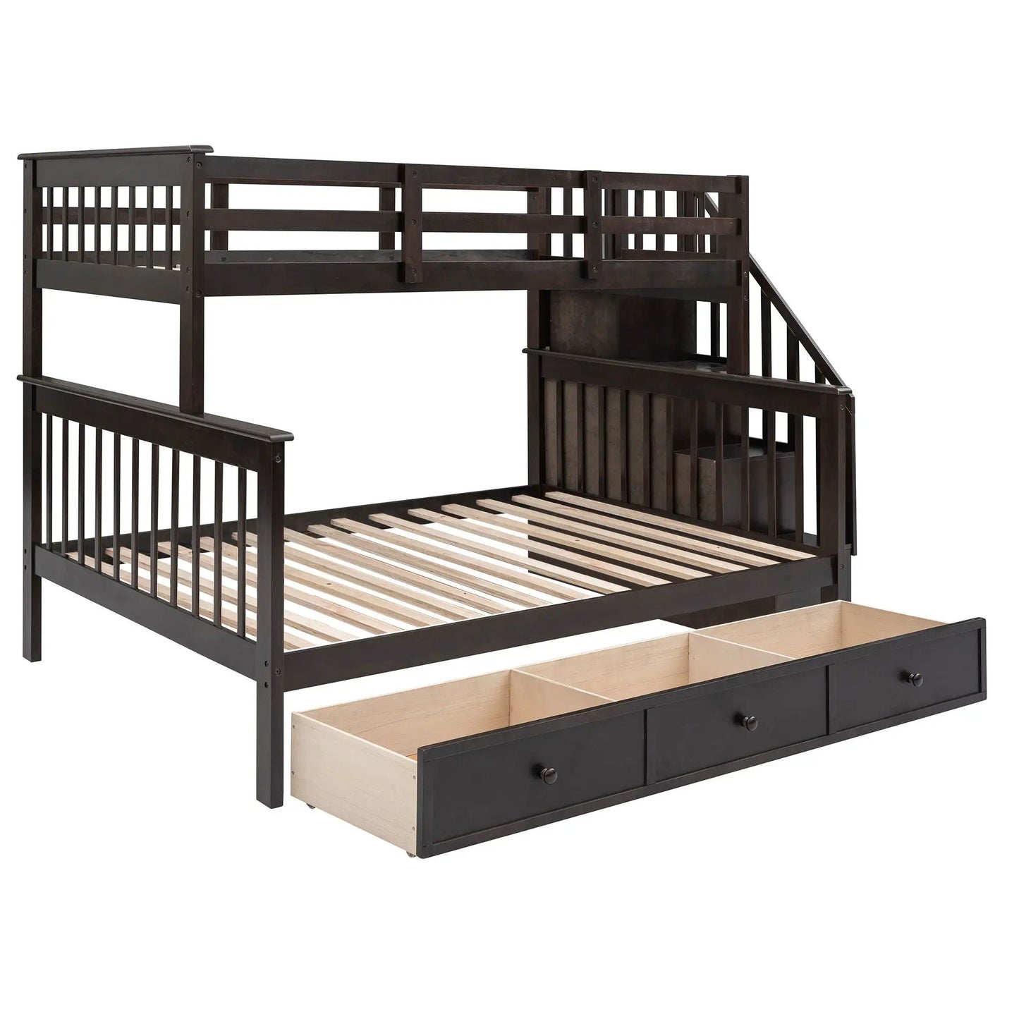 Stairway Bunk Bed with Storage and Guard Rail