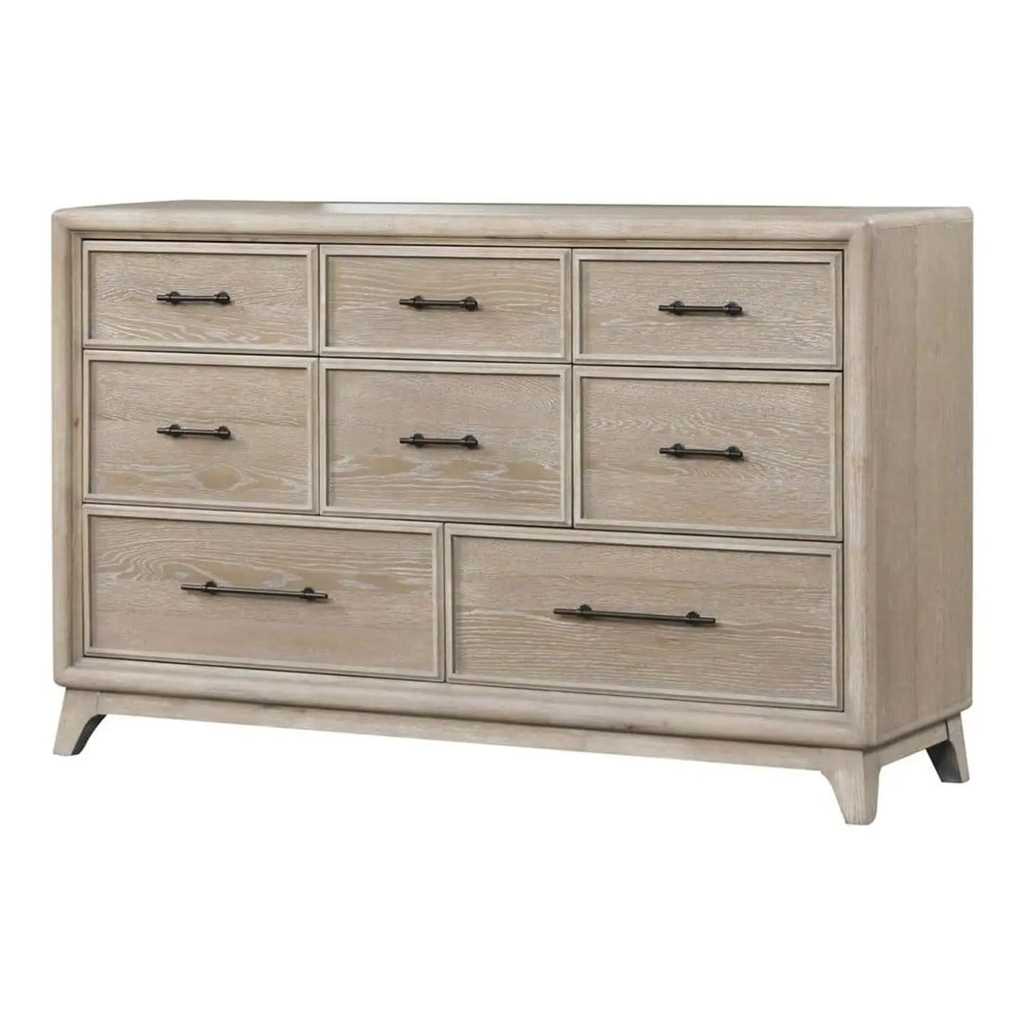 Oak 8-drawer dresser with black metal pulls for ample storage on Tampa Home & Garden Store