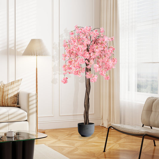 5.5 FT Tall Artificial Cherry Blossom Tree with Pink/White Flowers 1 Pack - Tampa Home & Garden Store