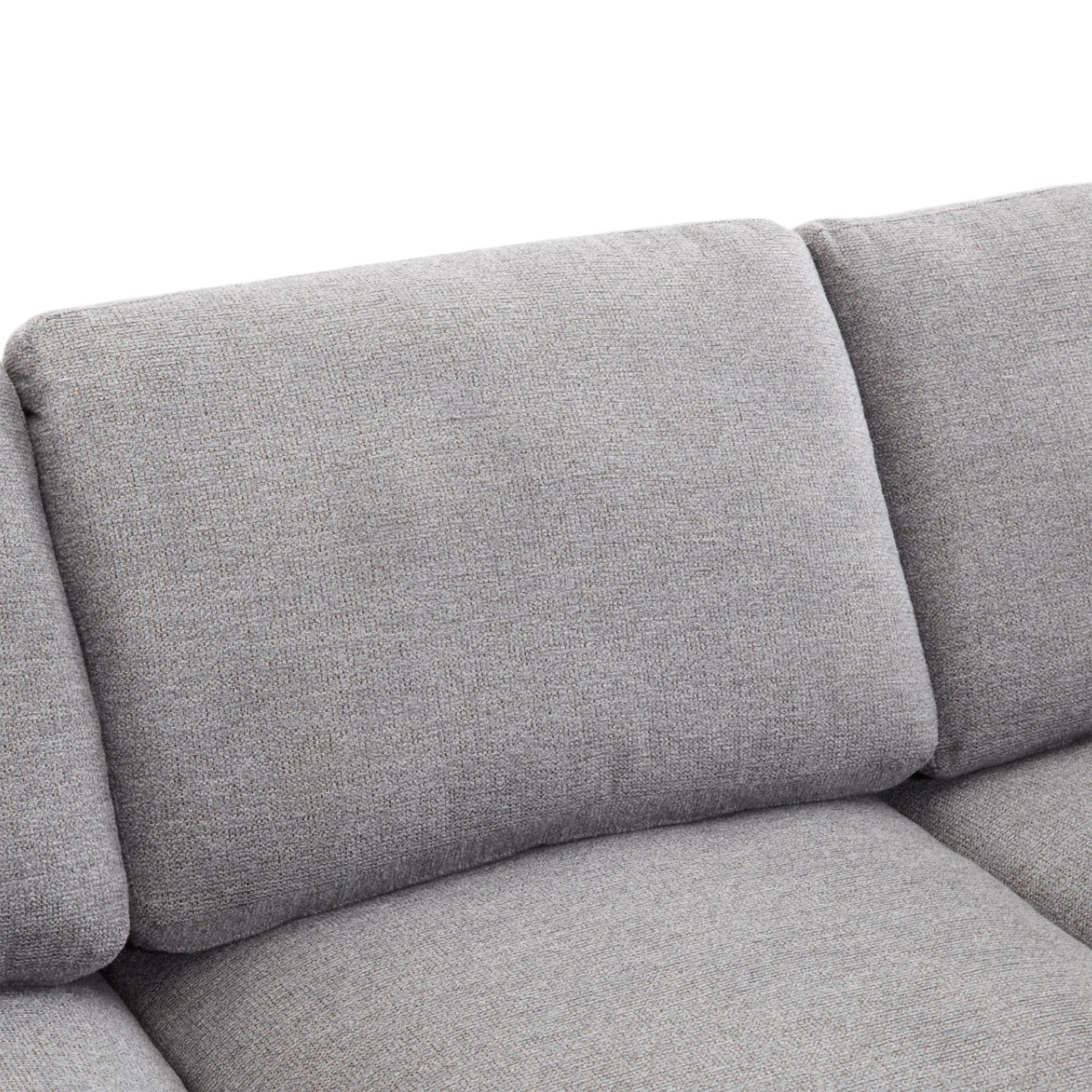 Sectional sofa gray textured fabric cushions close-up, 2-piece living room set on Tampa Home & Garden Store