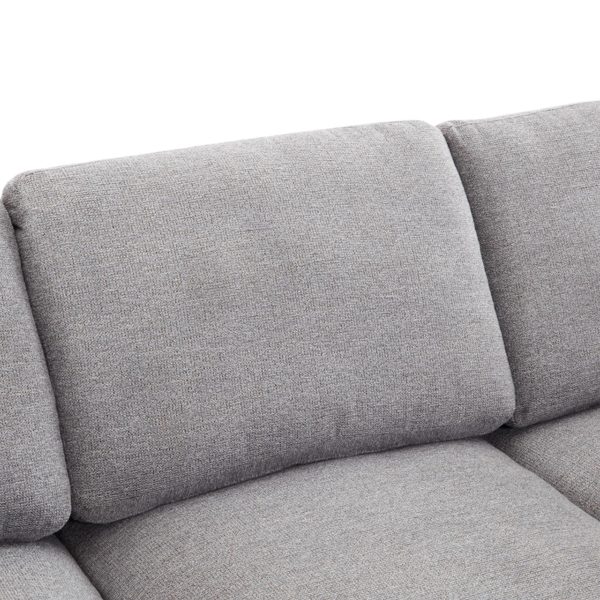 Sectional sofa gray textured fabric cushions close-up, 2-piece living room set on Tampa Home & Garden Store