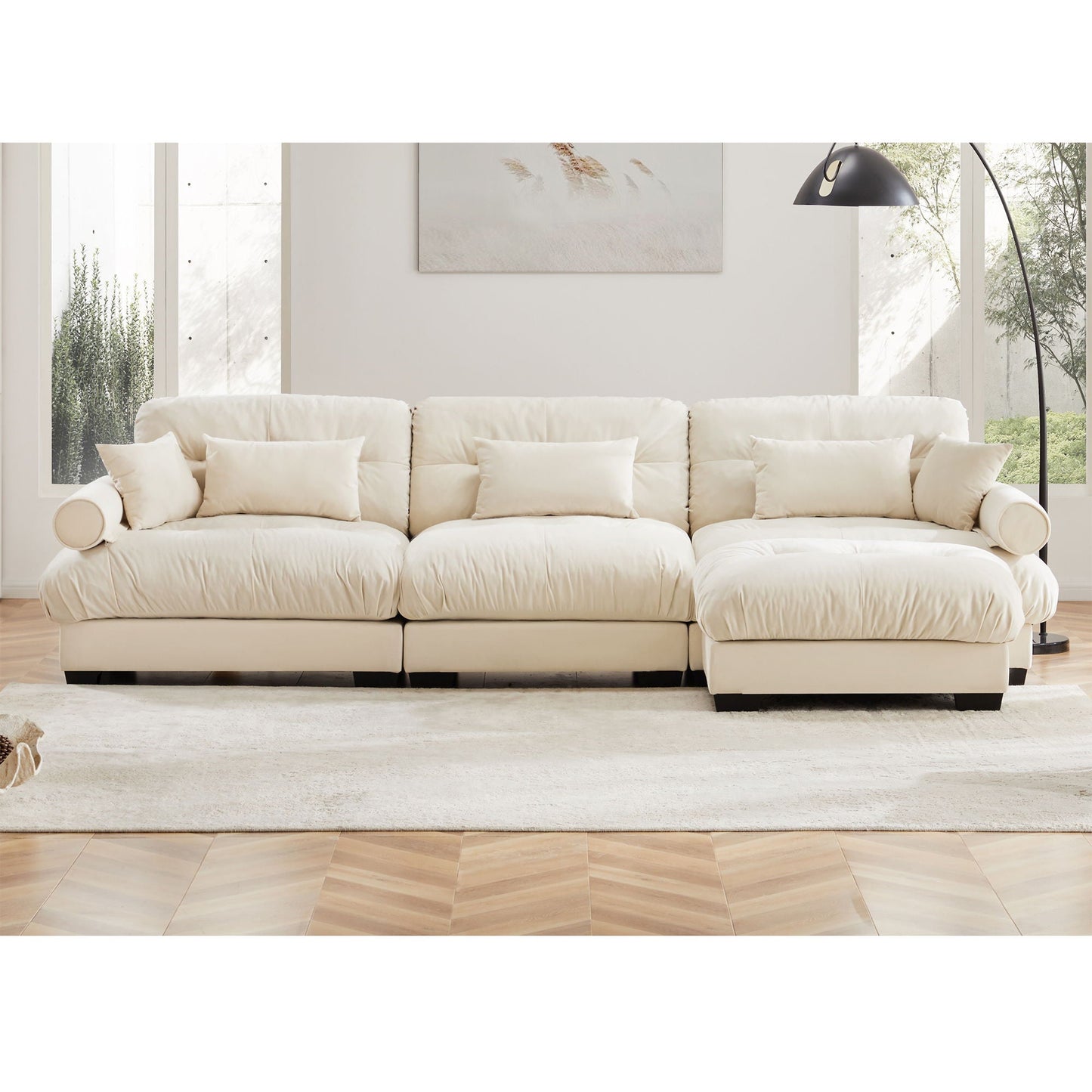 Oversized Modular Sofa with Movable Ottoman