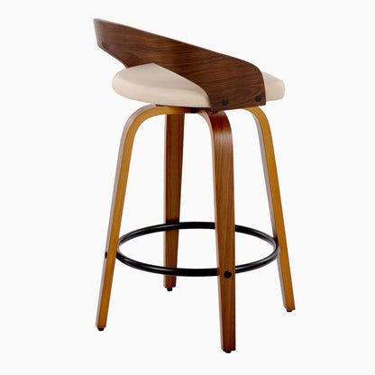 Mid Century Modern counter stools set of 2 with beige seat and swivel wood legs HouseOfZazla on Tampa Home & Garden Store