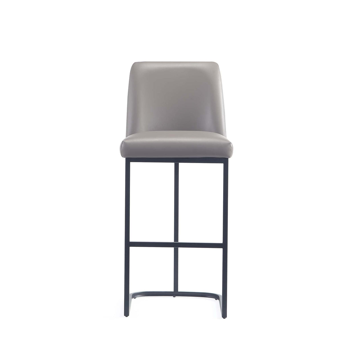 Serena Barstool with gray leatherette upholstery on black metal frame, bar height 28–30 in on Tampa Home & Garden Store