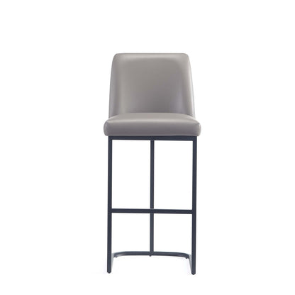 Serena Barstool with gray leatherette upholstery on black metal frame, bar height 28–30 in on Tampa Home & Garden Store