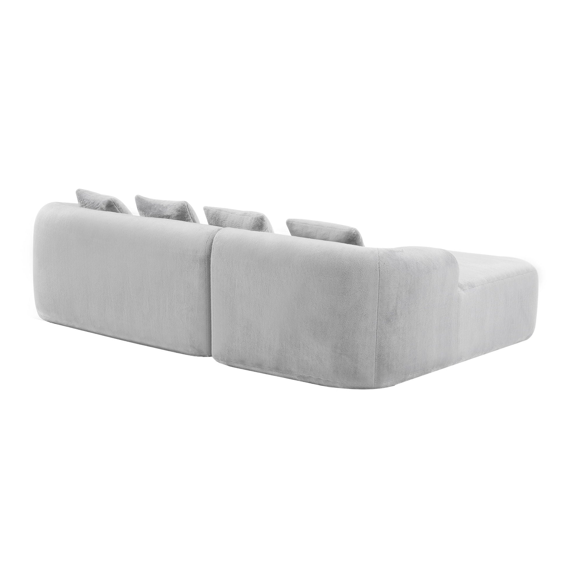 Modular L-Shape Sectional Sofa With Curved Chaise by HouseOfZazla in light gray velvet on Tampa Home & Garden Store