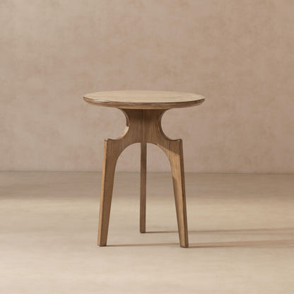 Antique brown round side table in reclaimed pine, Carmel finish by HouseOfZazla on Tampa Home & Garden Store