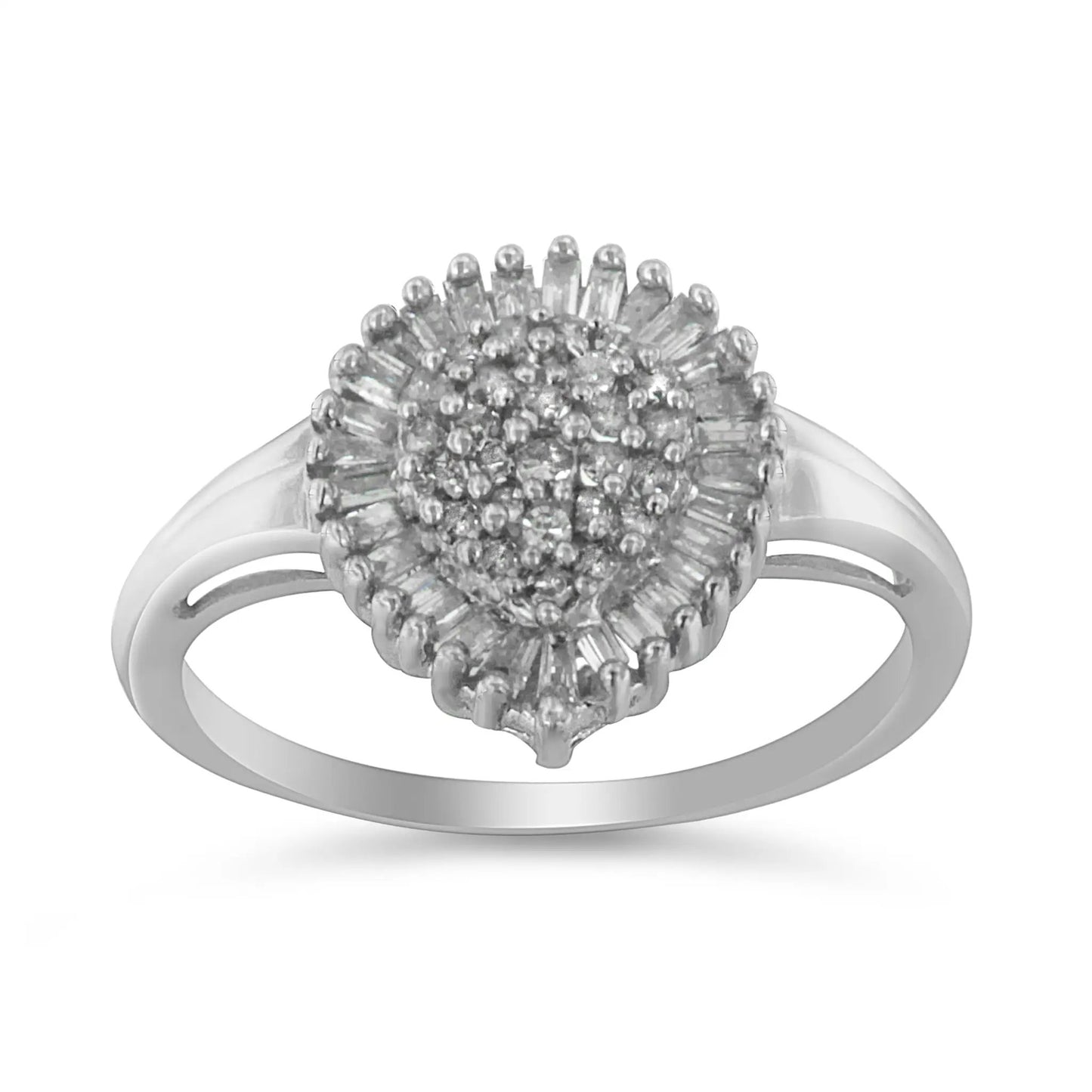 10K white gold diamond pavé cluster cocktail ring with pear-shaped dome halo by Bids.com on Tampa Home & Garden Store